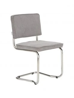 Zuiver Kordsamt-Freischwinger Kink in Hellgrau, B 48 x T 48 cm