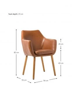 Kunstleder-Armlehnstuhl Nora mit Holzbeine, B 56 x T 55 cm 10 Kunstleder-Armlehnstuhl Nora mit Holzbeine, B 56 x T 55 cm -Esszimmer Verkäufe Kunstleder Armlehnstuhl Nora mit Holzbeine 2