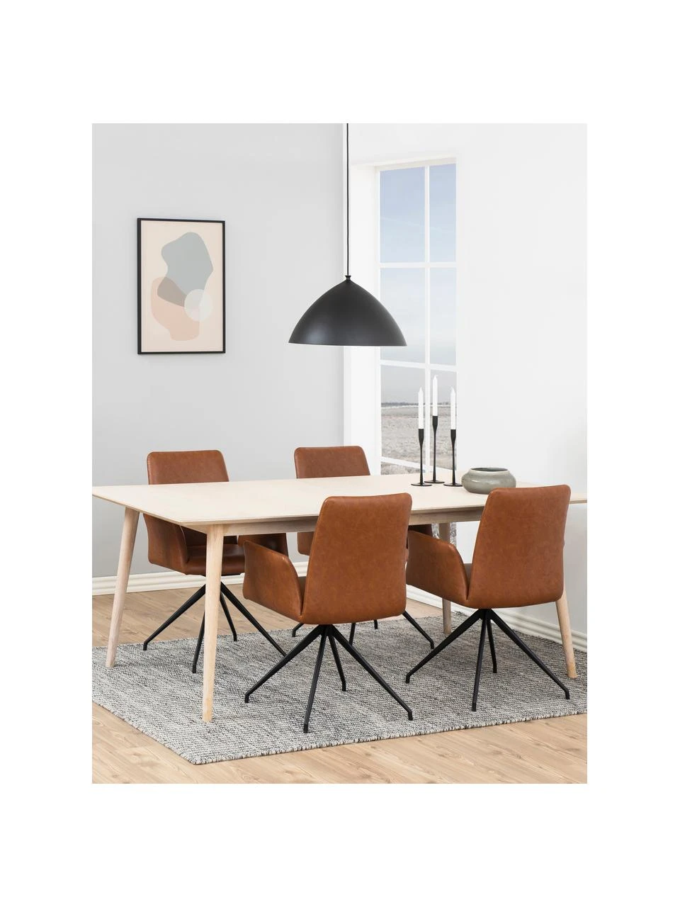 Kunstleder-Drehstuhl Naya in Cognac, B 59 x T 59 cm 4 Kunstleder-Drehstuhl Naya in Cognac, B 59 x T 59 cm – Bild 2