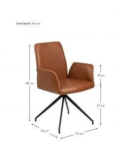 Kunstleder-Drehstuhl Naya in Cognac, B 59 x T 59 cm 10 Kunstleder-Drehstuhl Naya in Cognac, B 59 x T 59 cm -Esszimmer Verkäufe Kunstleder Drehstuhl Naya in Cognac 2