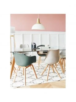 Westwing Collection Kunststoff-Armlehnstuhl Claire mit Holzbeinen, B 60 x T 54 cm -Esszimmer Verkäufe Kunststoff Armlehnstuhl Claire mit Holzbeinen 13