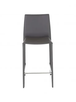 Leder-Thekenstühle Boréalys in Grau, 2 Stück, B 44 x H 98 cm -Esszimmer Verkäufe Leder Thekenstuhle Borealys in Grau 2 Stuck 2