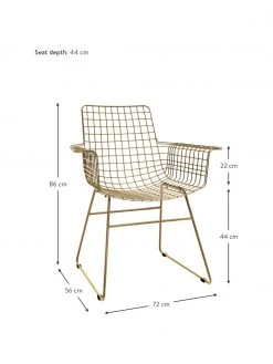 HKliving Metall-Armlehnstuhl Wire in Gold, B 72 x T 56 cm -Esszimmer Verkäufe Metall Armlehnstuhl Wire in Gold 2