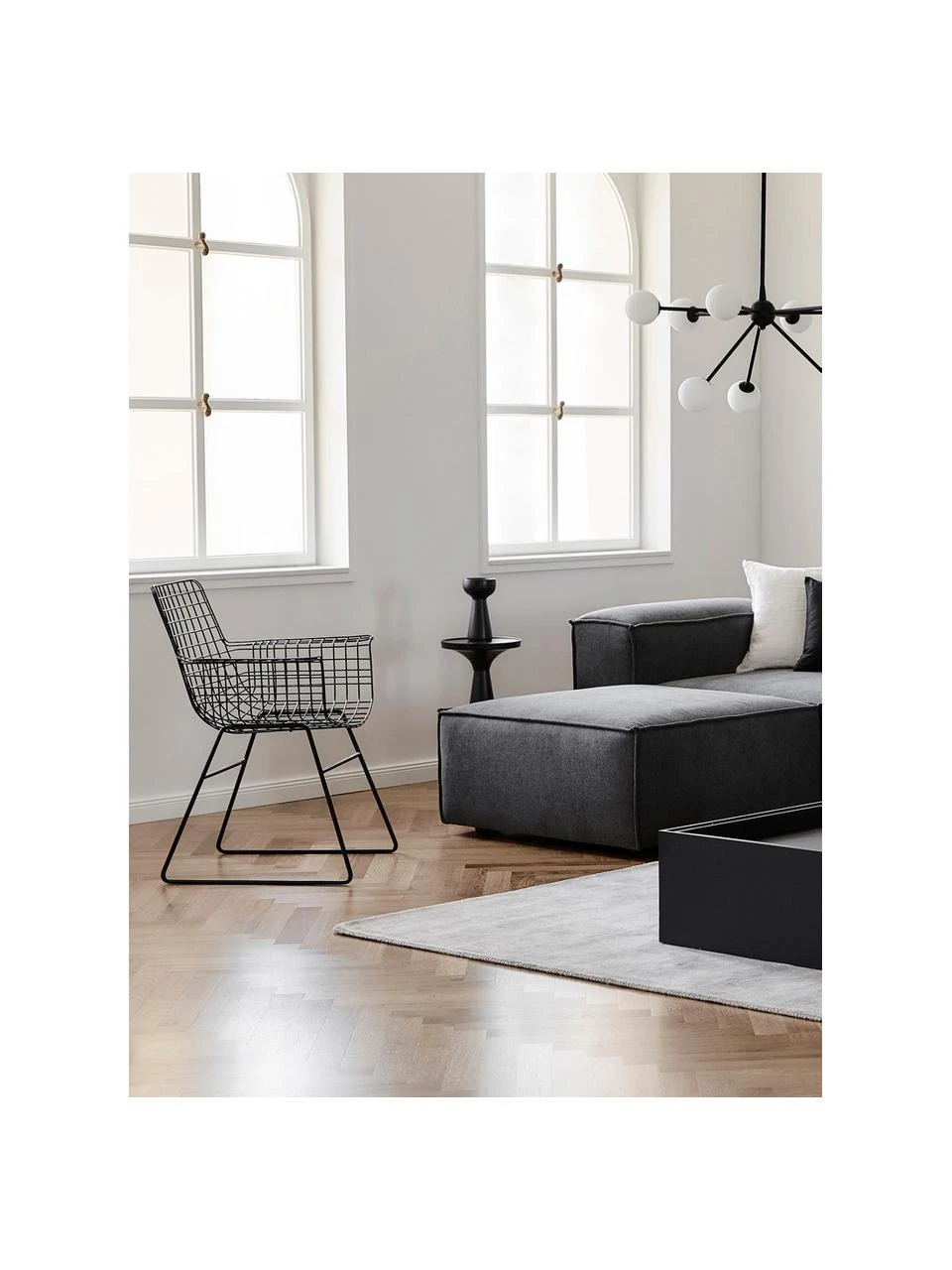 HKliving Metall-Armlehnstuhl Wire in Schwarz, B 72 x T 56 cm 4 HKliving Metall-Armlehnstuhl Wire in Schwarz, B 72 x T 56 cm – Bild 2