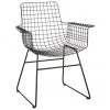 HKliving Metall-Armlehnstuhl Wire in Schwarz, B 72 x T 56 cm