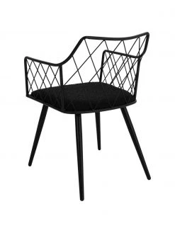 Metall-Armlehnst&uuml;hle Heidie in Schwarz mit Boucl&eacute;-Sitzkissen, 2 St&uuml;ck, B 53 x T 56 cm -Esszimmer Verkäufe Metall Armlehnstuhle Heidie in Schwarz mit Boucle Sitzkissen 2 Stuck 4