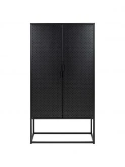 Westwing Collection Metall-Schrank Neptun mit Türen in Schwarz, B 80 x H 150 cm