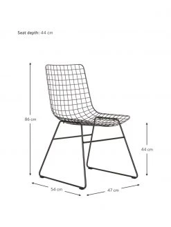 HKliving Metall-Stuhl Wire in Schwarz, B 47 x T 54 cm 10 HKliving Metall-Stuhl Wire in Schwarz, B 47 x T 54 cm -Esszimmer Verkäufe Metall Stuhl Wire in Schwarz 2