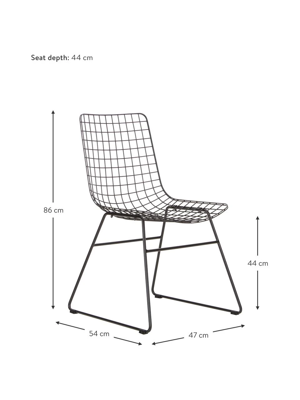 HKliving Metall-Stuhl Wire in Schwarz, B 47 x T 54 cm 5 HKliving Metall-Stuhl Wire in Schwarz, B 47 x T 54 cm – Bild 3