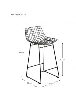 HKliving Metall-Thekenstuhl Wire in Schwarz, B 47 x H 89 cm -Esszimmer Verkäufe Metall Thekenstuhl Wire in Schwarz 2