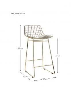 HKliving Metall-Thekenst&uuml;hle Wire in Gold, 2 St&uuml;ck, B 47 x H 89 cm -Esszimmer Verkäufe Metall Thekenstuhle Wire in Gold 2 Stuck 2