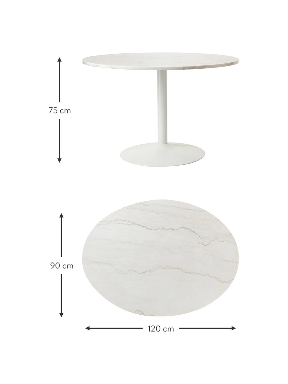 Westwing Collection Ovaler Marmor-Esstisch Miley, 120 x 90 cm, B 120 x T 90 cm 7 Westwing Collection Ovaler Marmor-Esstisch Miley, 120 x 90 cm, B 120 x T 90 cm – Bild 5