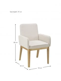 Westwing Collection Polster-Armlehnstuhl Koga in Cremeweiß, B 54 x H 86 cm -Esszimmer Verkäufe Polster Armlehnstuhl Koga in Cremeweiss 2