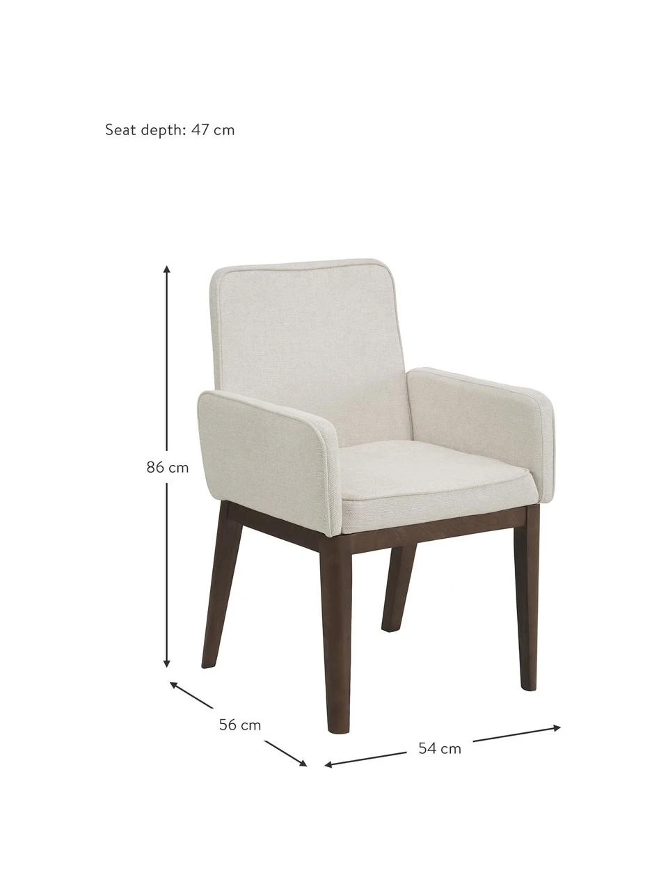 Westwing Collection Polster-Armlehnstuhl Koga in Cremeweiß, B 54 x H 86 cm 5 Westwing Collection Polster-Armlehnstuhl Koga in Cremeweiß, B 54 x H 86 cm – Bild 3