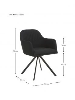 Westwing Collection Polster-Drehstuhl Lola mit Armlehne in Schwarz, B 58 x T 53 cm 11 Westwing Collection Polster-Drehstuhl Lola mit Armlehne in Schwarz, B 58 x T 53 cm -Esszimmer Verkäufe Polster Drehstuhl Lola mit Armlehne in Schwarz 3