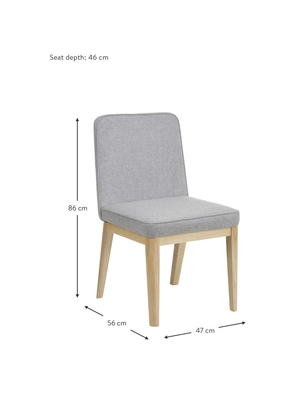 Westwing Collection Polsterstuhl Koga in Grau, B 47 x H 86 cm 5 Westwing Collection Polsterstuhl Koga in Grau, B 47 x H 86 cm – Bild 3