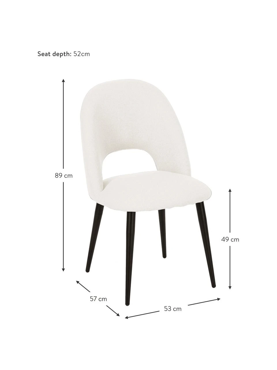 Westwing Collection Polsterstuhl Rachel in Beige, B 53 x T 57 cm 5 Westwing Collection Polsterstuhl Rachel in Beige, B 53 x T 57 cm – Bild 3