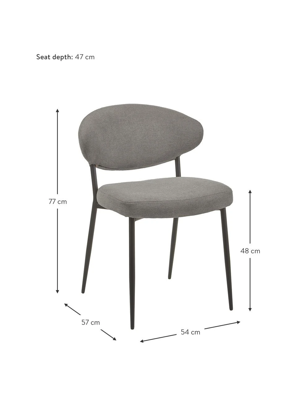 Westwing Collection Polsterstühle Adele in Grau, 2 Stück, B 54 x T 57 cm 6 Westwing Collection Polsterstühle Adele in Grau, 2 Stück, B 54 x T 57 cm – Bild 4