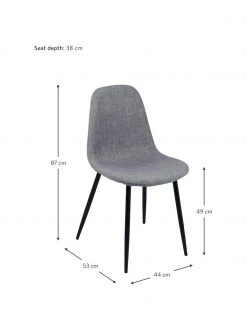 Westwing Collection Polsterst&uuml;hle Karla in Grau, 2 St&uuml;ck, B 44 x T 53 cm -Esszimmer Verkäufe Polsterstuhle Karla in Grau 2 Stuck 2