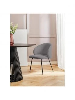 Westwing Collection Polsterstühle Luisa in Grau, 2 Stück, B 59 x T 59 cm -Esszimmer Verkäufe Polsterstuhle Luisa in Grau 2 Stuck 1