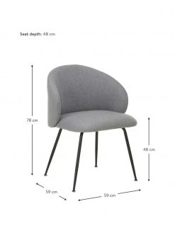 Westwing Collection Polsterstühle Luisa in Grau, 2 Stück, B 59 x T 59 cm -Esszimmer Verkäufe Polsterstuhle Luisa in Grau 2 Stuck 2