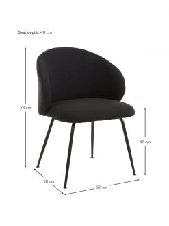 Westwing Collection Polsterstühle Luisa in Schwarz, 2 Stück, B 59 x T 58 cm -Esszimmer Verkäufe Polsterstuhle Luisa in Schwarz 2 Stuck 2