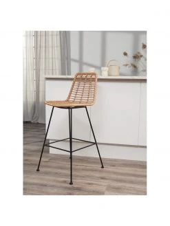 Westwing Collection Polyrattan-Barstuhl Costa mit Metall-Beinen, B 56 x H 110 cm -Esszimmer Verkäufe Polyrattan Barstuhl Costa mit Metall Beinen 2
