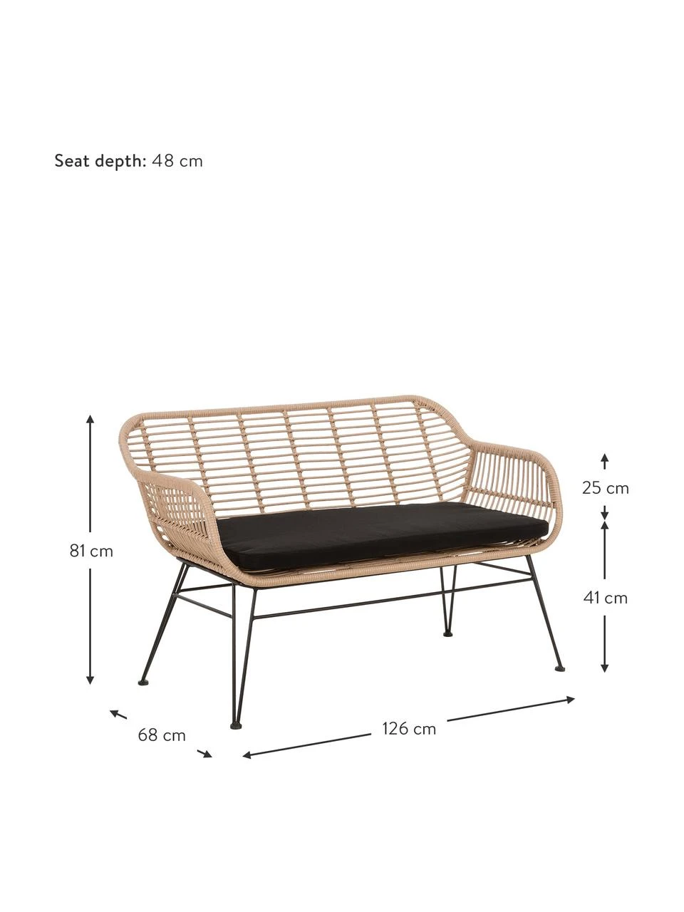 Westwing Collection Polyrattan-Sitzbank Costa in Hellbraun, B 126 x H 81 cm 5 Westwing Collection Polyrattan-Sitzbank Costa in Hellbraun, B 126 x H 81 cm – Bild 3