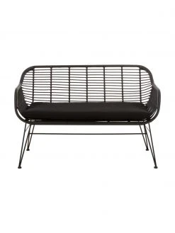 Westwing Collection Polyrattan-Sitzbank Costa in Schwarz, B 126 x H 81 cm -Esszimmer Verkäufe Polyrattan Sitzbank Costa in Schwarz 2