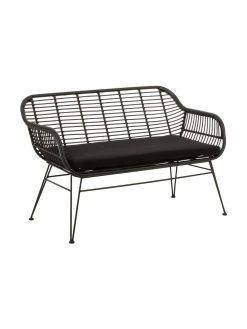 Westwing Collection Polyrattan-Sitzbank Costa in Schwarz, B 126 x H 81 cm