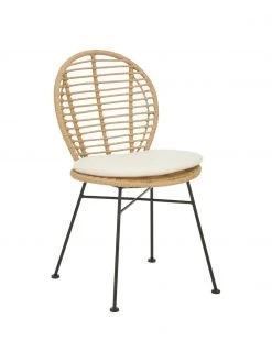 Westwing Collection Polyrattan-Stühle Cordula mit Sitzkissen, 2 Stück, B 48 x T 57 cm