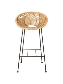 Bloomingville Rattan-Barstuhl Yonne mit Metall-Beinen, B 52 x H 94 cm -Esszimmer Verkäufe Rattan Barstuhl Yonne mit Metall Beinen 3