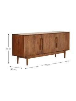 Westwing Collection Retro Sideboard Paul mit T&uuml;ren aus massivem Mangoholz, B 180 x H 75 cm -Esszimmer Verkäufe Retro Sideboard Paul mit Turen aus massivem Mangoholz 3