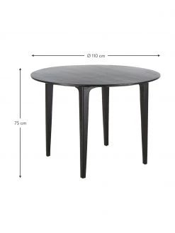Westwing Collection Runder Esstisch Archie aus Mangoholz in Schwarz, &Oslash; 110 cm, Ø 110 x H 75 cm -Esszimmer Verkäufe Runder Esstisch Archie aus Mangoholz in Schwarz O 110 cm 3