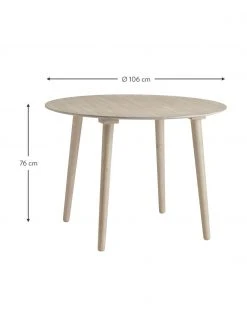 Runder Holz-Esstisch Jolina in Beige, &Oslash; 106 cm, Ø 106 x H 76 cm -Esszimmer Verkäufe Runder Holz Esstisch Jolina in Beige O 106 cm 3
