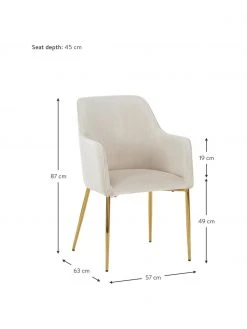 Westwing Collection Samt-Armlehnstuhl Ava in Beige, B 57 x T 63 cm -Esszimmer Verkäufe Samt Armlehnstuhl Ava in Beige 2