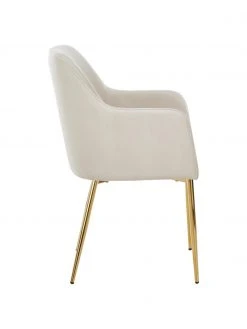 Westwing Collection Samt-Armlehnstuhl Ava in Beige, B 57 x T 63 cm -Esszimmer Verkäufe Samt Armlehnstuhl Ava in Beige 4