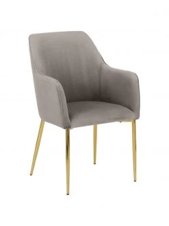 Westwing Collection Samt-Armlehnstuhl Ava in Taupe, B 57 x T 63 cm