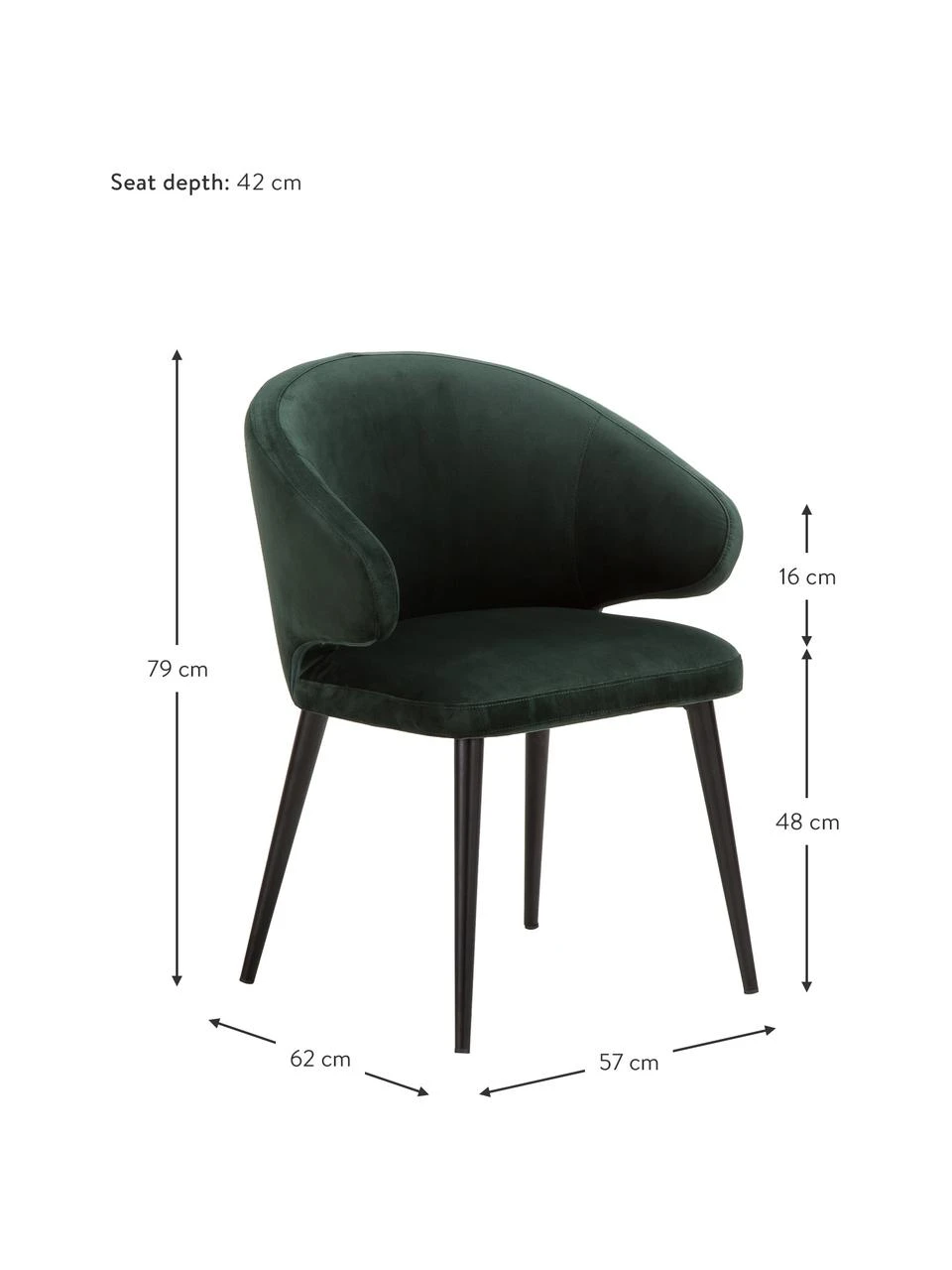 Westwing Collection Samt-Armlehnstuhl Celia in modernem Design, B 57 x T 62 cm 5 Westwing Collection Samt-Armlehnstuhl Celia in modernem Design, B 57 x T 62 cm – Bild 3