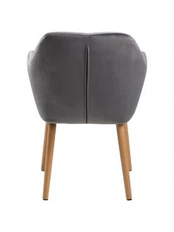 Samt-Armlehnstuhl Emilia in Dunkelgrau mit Holzbeinen, B 57 x T 59 cm -Esszimmer Verkäufe Samt Armlehnstuhl Emilia in Dunkelgrau mit Holzbeinen 5