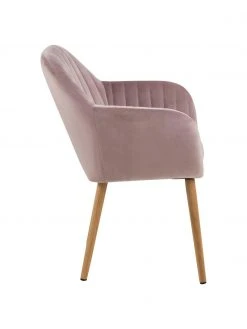 Samt-Armlehnstuhl Emilia in Rosa mit Holzbeinen, B 57 x T 59 cm -Esszimmer Verkäufe Samt Armlehnstuhl Emilia in Rosa mit Holzbeinen 4