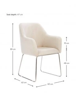Westwing Collection Samt-Armlehnstuhl Isla in Cremewei&szlig;, B 60 x T 62 cm -Esszimmer Verkäufe Samt Armlehnstuhl Isla in Cremeweiss 8
