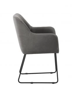 Westwing Collection Samt-Armlehnstuhl Isla in Grau, B 60 x T 62 cm -Esszimmer Verkäufe Samt Armlehnstuhl Isla in Grau 4