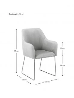 Westwing Collection Samt-Armlehnstuhl Isla in Hellgrau, B 60 x T 62 cm 10 Westwing Collection Samt-Armlehnstuhl Isla in Hellgrau, B 60 x T 62 cm -Esszimmer Verkäufe Samt Armlehnstuhl Isla in Hellgrau 2