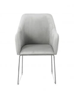 Westwing Collection Samt-Armlehnstuhl Isla in Hellgrau, B 60 x T 62 cm 11 Westwing Collection Samt-Armlehnstuhl Isla in Hellgrau, B 60 x T 62 cm -Esszimmer Verkäufe Samt Armlehnstuhl Isla in Hellgrau 3