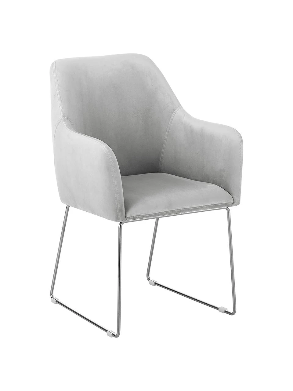 Westwing Collection Samt-Armlehnstuhl Isla in Hellgrau, B 60 x T 62 cm 3 Westwing Collection Samt-Armlehnstuhl Isla in Hellgrau, B 60 x T 62 cm