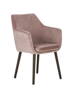Samt-Armlehnstuhl Nora mit Holzbeinen, B 58 x T 58 cm