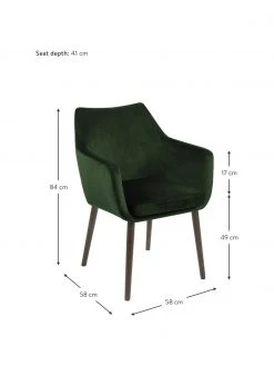 Samt-Armlehnstuhl Nora mit Holzbeinen, B 58 x T 58 cm -Esszimmer Verkäufe Samt Armlehnstuhl Nora mit Holzbeinen 8