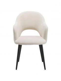 Westwing Collection Samt-Armlehnstuhl Rachel in Beige, B 56 x T 70 cm -Esszimmer Verkäufe Samt Armlehnstuhl Rachel in Beige 3