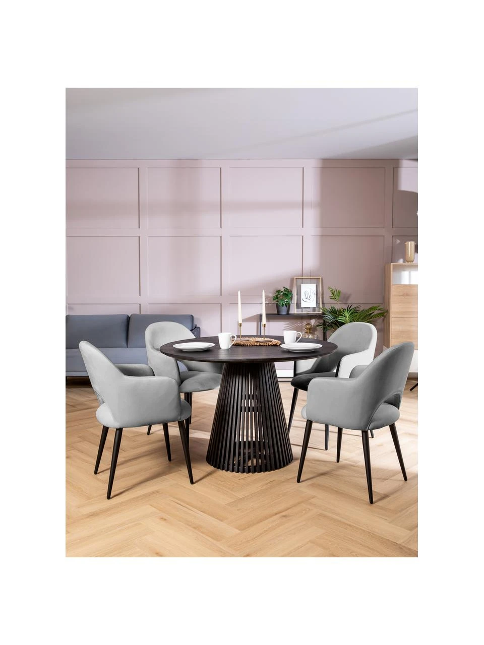 Westwing Collection Samt-Armlehnstuhl Rachel in Grau, B 56 x T 70 cm 4 Westwing Collection Samt-Armlehnstuhl Rachel in Grau, B 56 x T 70 cm – Bild 2